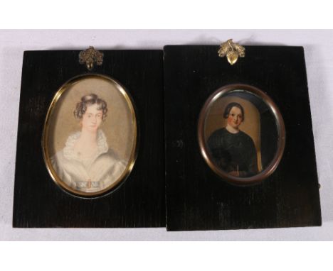 19th century portrait miniature of a lady and another, (2) 