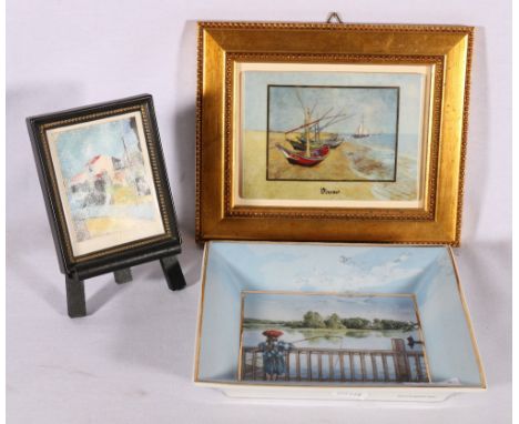 Three Goebel Artis Orbis plaques including Carl Larsson Lisbeth Fishing, August Macke Helles Haus and Vincent Van Gough Batea