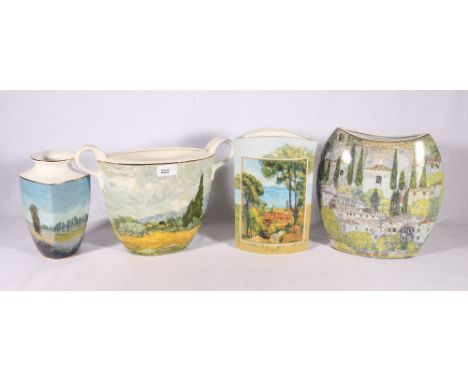 Four Goebel Artis Orbis vases including Claude Monet La Promenade number 157 of 1500, Cezanne L'Estaqu number 78 of 2000, Gus