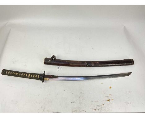 Good quality Japanese Officer's Wakizashi sword, the blade possibly 18th century or earlier with civilian mounted hilt and br