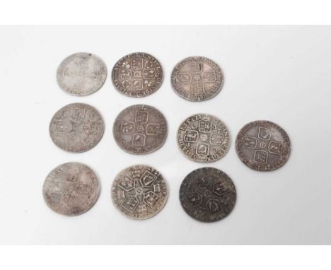 G.B. - Mixed silver Six Pences to include William III 1696 AF, Anne 1711 x 2 GF-VF, George I SSC 1723 AF, George II Roses &am