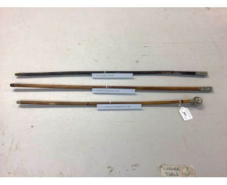 Kent Royal Fusiliers swagger stick, Lancashire Fusiliers swagger stick and Royal Warwickshire Regiment swagger stick (3)