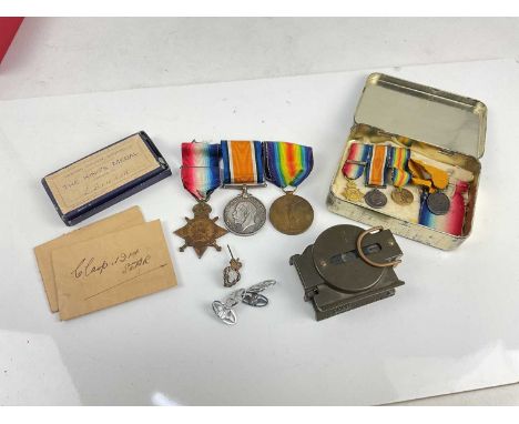First World War 'Mons Star' trio comprising 1914 Star named to 10459 DVR. F. J. Hemsted. R.F.A., and War and Victory medals n