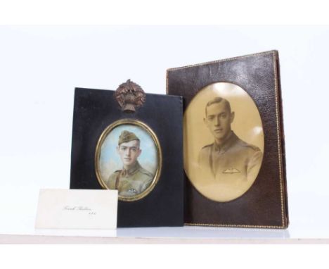 Royal Flying Corps interest- Caroline Agnes Burras First World War portrait miniature on ivory of 2nd Lieutenant Frank Skelto