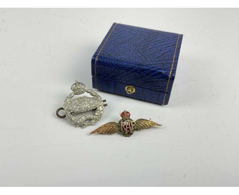 9ct gold and enamel RAF sweetheart brooch and Tank Corps cap badge9ct gold brooch weighs 3.8 grams