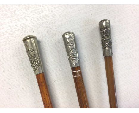 Victorian South Staffordshire swagger stick, Sherwood Foresters swagger stick and North Staffordshire Regiment swagger stick 