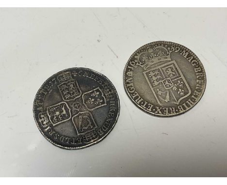 G.B. - Mixed silver Half Crowns to include William &amp; Mary 1689 VG-AF and George II 'Lima' 1746 (N.B. Rev: Edge bruise) ot