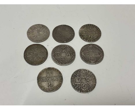 G.B. - Mixed silver Shillings to include Anne 1708E G, 1711 AVF, George I R/SSC 1723 EF, George II R/Roses and Plumes 1737 GF