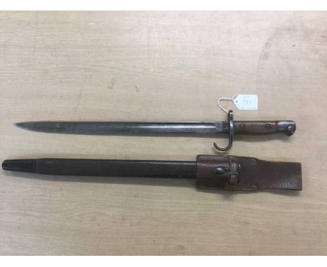 Scarce First World War 1907 pattern bayonet with hooked quillion, fullered steel blade stamped Wilkinson, in steel mounted le