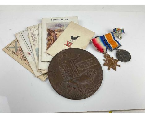 First World War Memorial (death) plaque named to John Walter Francis, together with 1914 -  15 Star and War medals named to 9