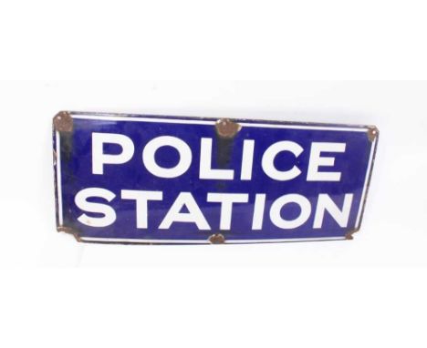 Vintage rectangular enamel Police station sign, 61 x 25.5cm