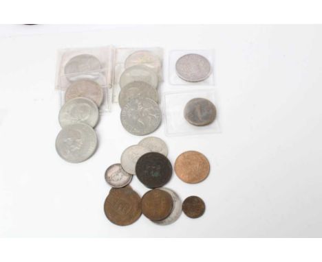 G.B. - Mixed coinage to include Roman Hadrian Sestertius AD 117-38 G-VG, Victoria YH silver Crown 1845 GF-AVF &amp; other iss