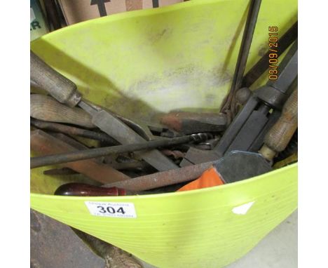 A basket of old tools