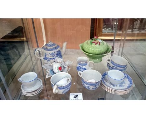 A Carltonware pot & bowl, a part miniature coffee set & a Victorian dish etc.