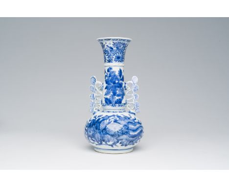 Full title: A Chinese blue and white vase after a Venetian glass model with floral design, KangxiDescription:H 24 cmCondition