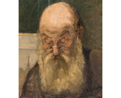 Full title: Russian school, attributed to Konstantin A. Trutovskij (1826-1893): Portrait of Leon TolstoÃ¯, oil on canvas maro