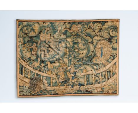 Full title: An exceptional Flemish wall tapestry possibly depicting Cain and Abel in a paradisiacal setting, Geraardsbergen, 