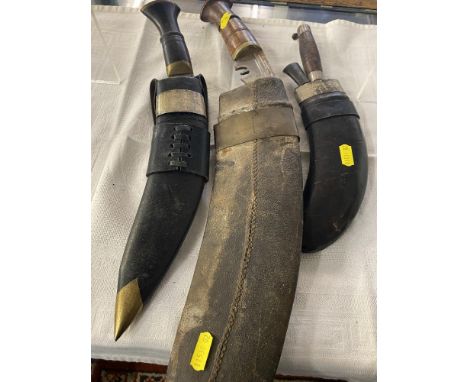 Three Gurkha Kukri knives, presented to J &amp; K Garner, British Embassy Kabul, Afghanistan