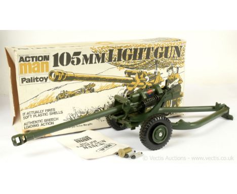 Palitoy Action Man Vintage 34720 105mm Light Gun - Good Plus with instruction leaflet, in a Good slightly crushed at one end 