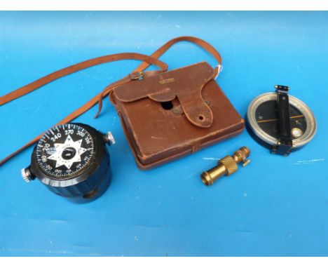 A Dietzgen sighting compass in leather case together with a Taylor "Mate" marine compass