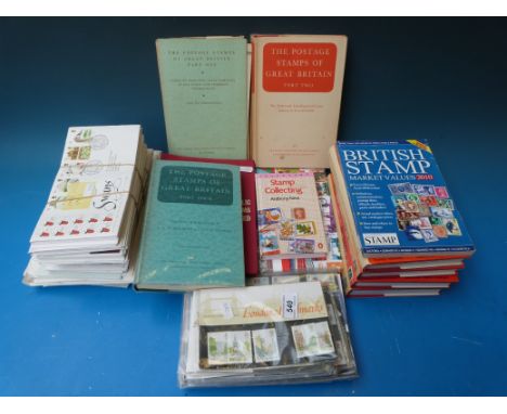 A quantity of GB stamp reference books including four Stanley Gibbons specialist, Queen Victoria, Queen Elizabeth II, togethe