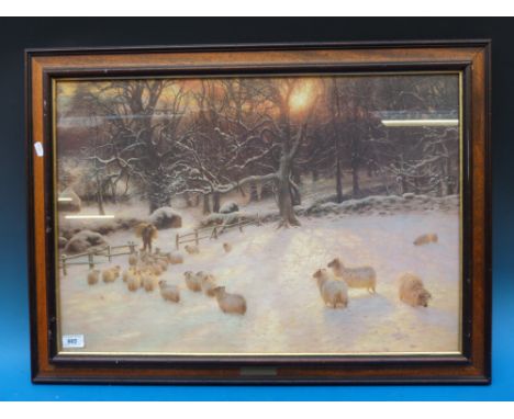 A framed print entitled 'The Shortening Winter's Day' by J Farquharson (49 x 71cm)