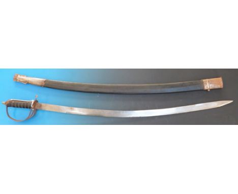 An Indian sword in scabbard with bound handle