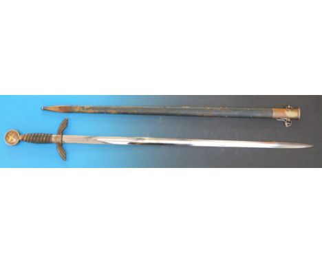 A German Third Reich Luftwaffe officer's sword and scabbard by F & A Helbig, Steinbach (98cm long, length of blade 77.6cm)