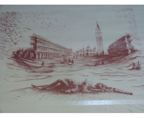 A framed and glazed screen-type print "Hommage Carnoval" by Ludovico de Luigi, a special edition for Flasint Symposium (64cm 