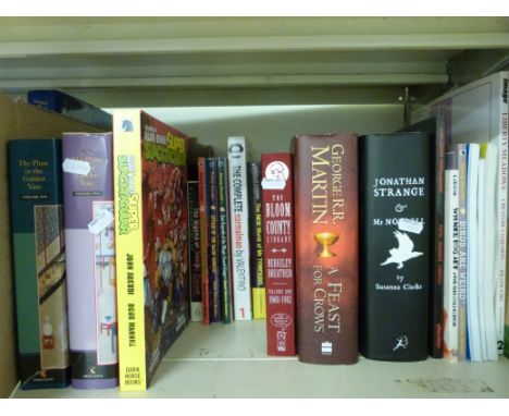 A quantity of comic and similar books to include Bloom County (Volume one), Bone by Jeff Smith, Liberty Meadows, Super Slackt