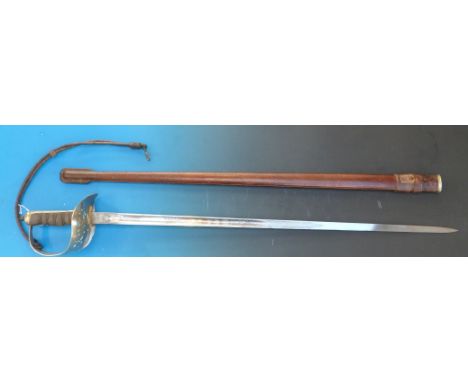 A George V 1897 pattern officer's sword by Fenton Brothers of Sheffield in leather scabbard