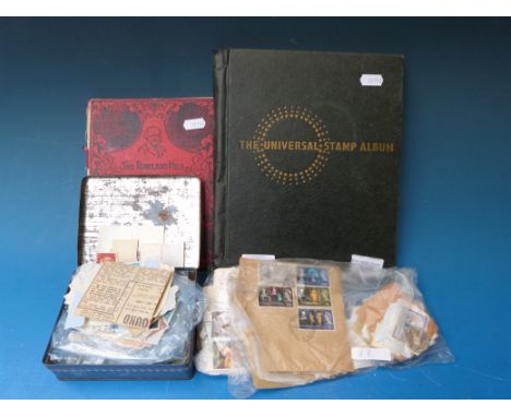 Rowland Hill and Universal stamp albums and loose stamps