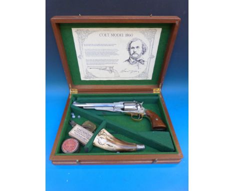 A Pietta .44 six shot Colt model 1860 replica black powder revolver serial number 249348 with deactivation certificate in fit