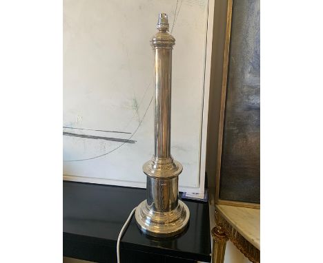 White metal column table lamp 