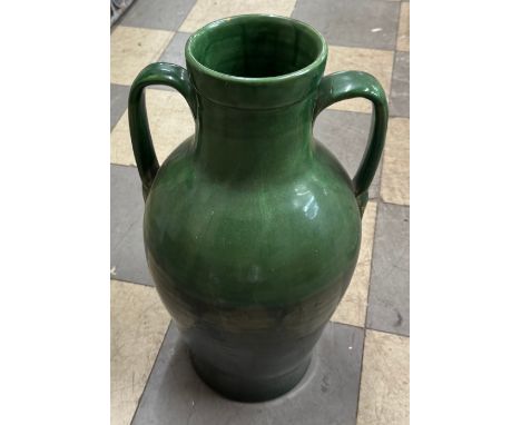 A large green two handled vase, fireplace tiles, studio pottery, etc.
