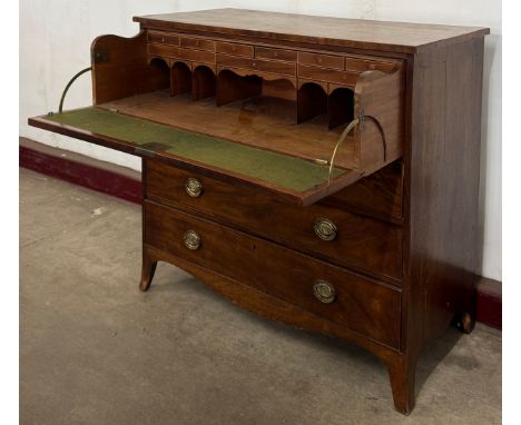 A George III inlaid mahogany secretaire chest 