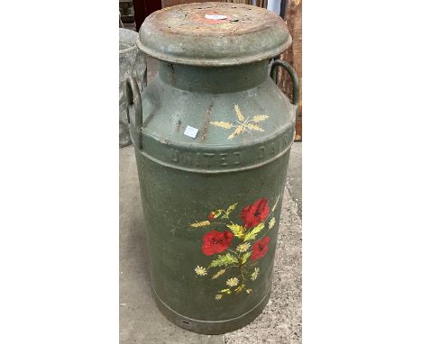 A vintage United Dairies barge ware style milk churn 