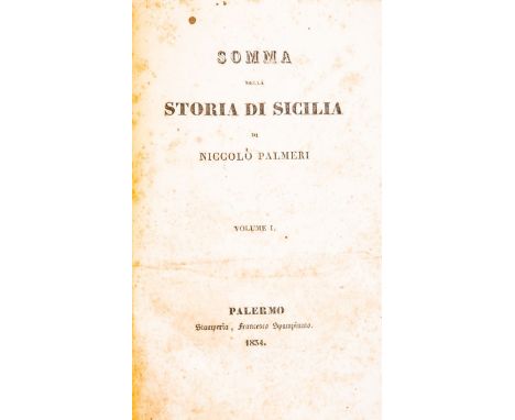 NO RESERVE Palmeri Niccolò. Somma della storia di Sicilia... Volume I [-V]. Palermo: Stamperia Francesco Spampinato, 1834-184