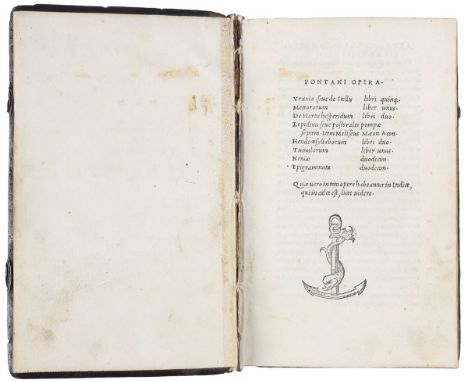 NO RESERVE Pontano Giovanni Gioviano. Opera. Urania, sive de stellis libri quinque. Meteororum liber unus. De hortis hesperid