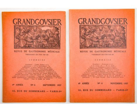 NO RESERVE Gastronomia. Grandgousier. Revue de Gastronomia médicale. Paris: 1924-1939.Ventinove fascicoli (mm 220x155). Lievi