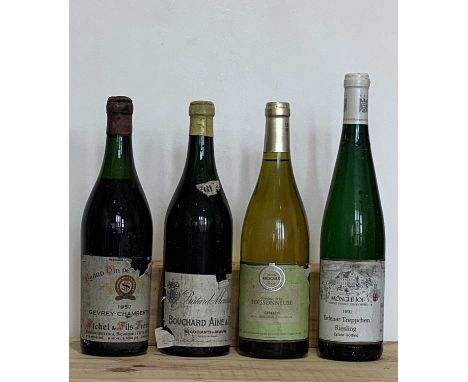 4 Bottles Mixed Lot Mature Red and White Burgundy with Estate Mosel Wine comprising : 1 bottle Gevrey Chambertin Sichel et Fi