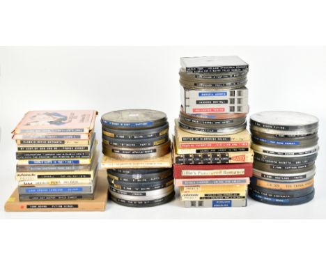 FILM/CINEMA & PROJECTION INTEREST; approximately fifty film reels of mixed format and interest including Laurel and Hardy Tha