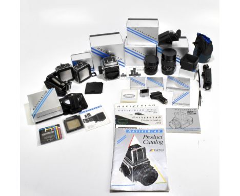 HASSELBLAD; a 503 CX camera body and various equipment, including Planar 2 8/80 lens no. 7132509, PME3 focusing screen, filte