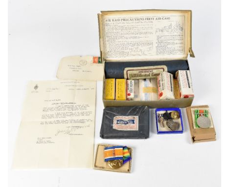 A WWI medal group presented to Spr. A Haigh, Lancashire Constabulary, together with various ephemera, badges and a photograph