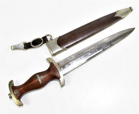 A German Third Reich SA (Sturmabteilung) dagger, the blade with etched motto 'Alles Für Deutschland' and manufacturer's mark 