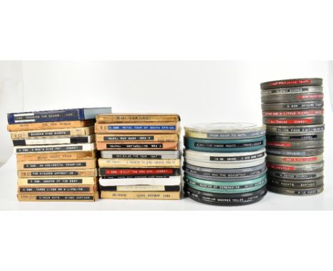 FILM/CINEMA & PROJECTION INTEREST; approximately forty film reels of mixed format and interest including the Wizard’s Apprent