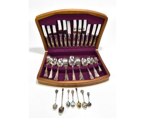 WILLIAM JAMES HOLMES; a hallmarked silver and enamel souvenir spoon, the finial decorated with the crest of Rotherham, three 