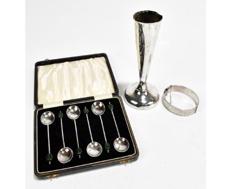 ARTHUR PRICE &amp; CO LTD; a cased set of six George V hallmarked silver coffee bean spoons, Birmingham 1931, and a hallmarke