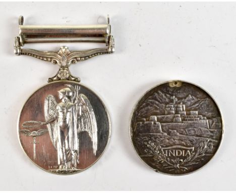 A George V India Medal awarded to 1784 Sepoy Khalil Khan 2/129/Baluchis (holed) and a George VI General Service Medal with 'M