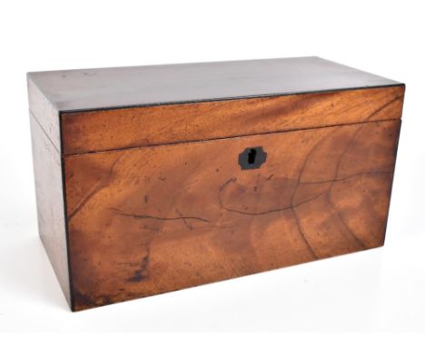A Victorian mahogany tea caddy, the interior with two lidded compartments and recess for jar, width 29.3cm.Additional Informa